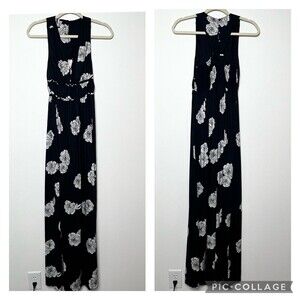 Japna Navy White Floral Maxi Halter Dress Women’s XS